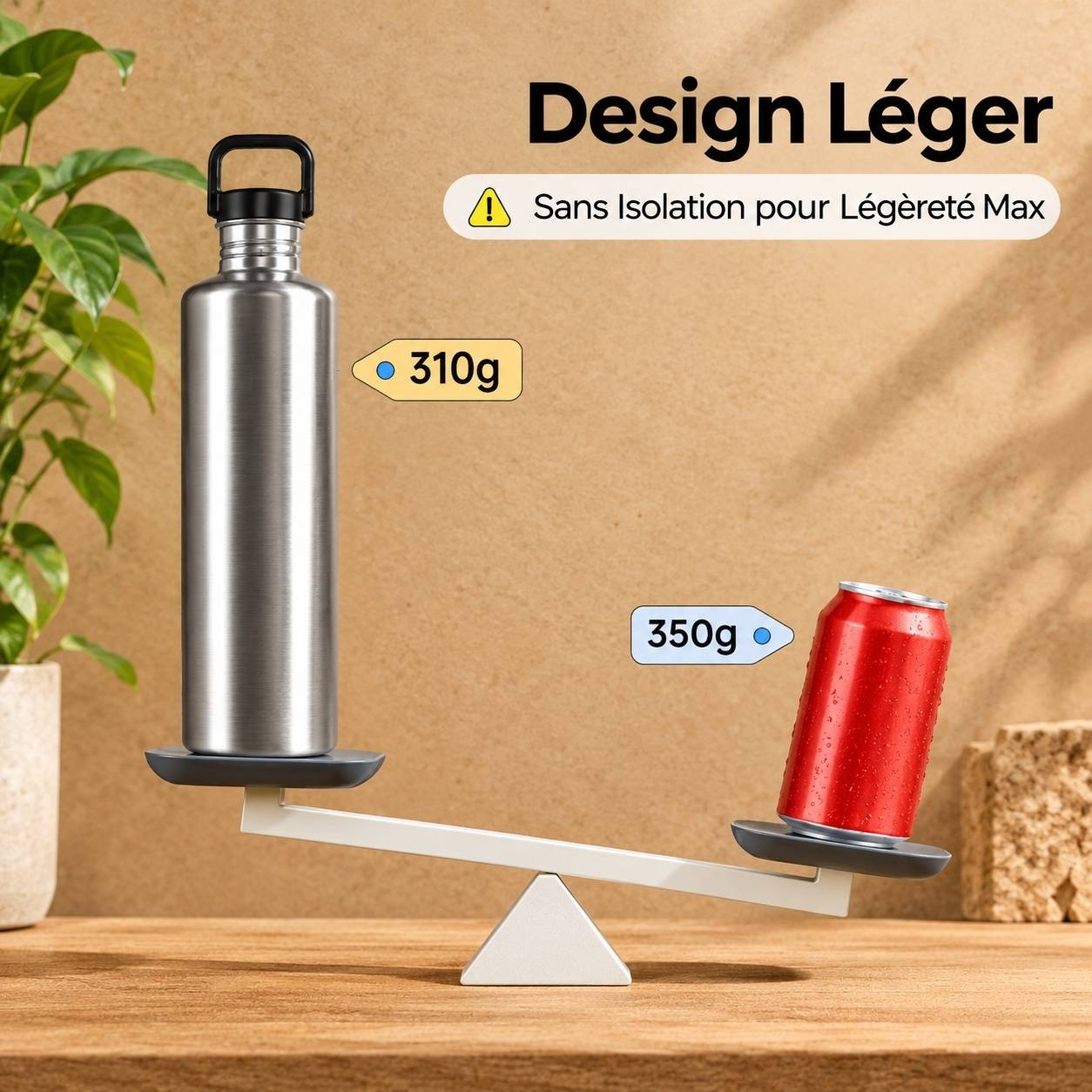 Bouteille Eau 2L Acier Inoxydable Avec 2 Couvercles Léger Pour Gym Randonnée Voyage - Image 2