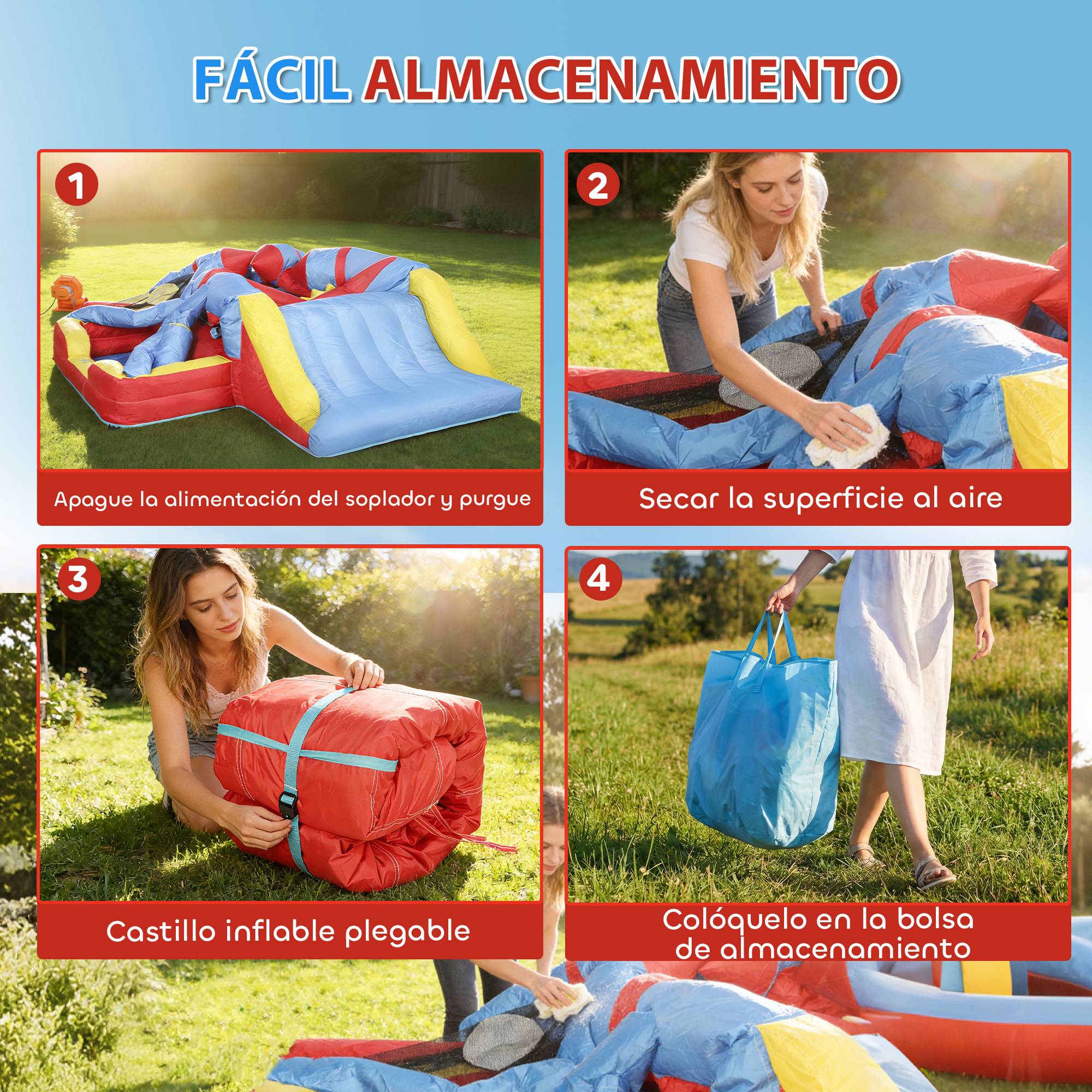 Château gonflable souffleur toboggan trampoline piscine cage boxe panier basket 277 × 270 × 215 cm - Image 9