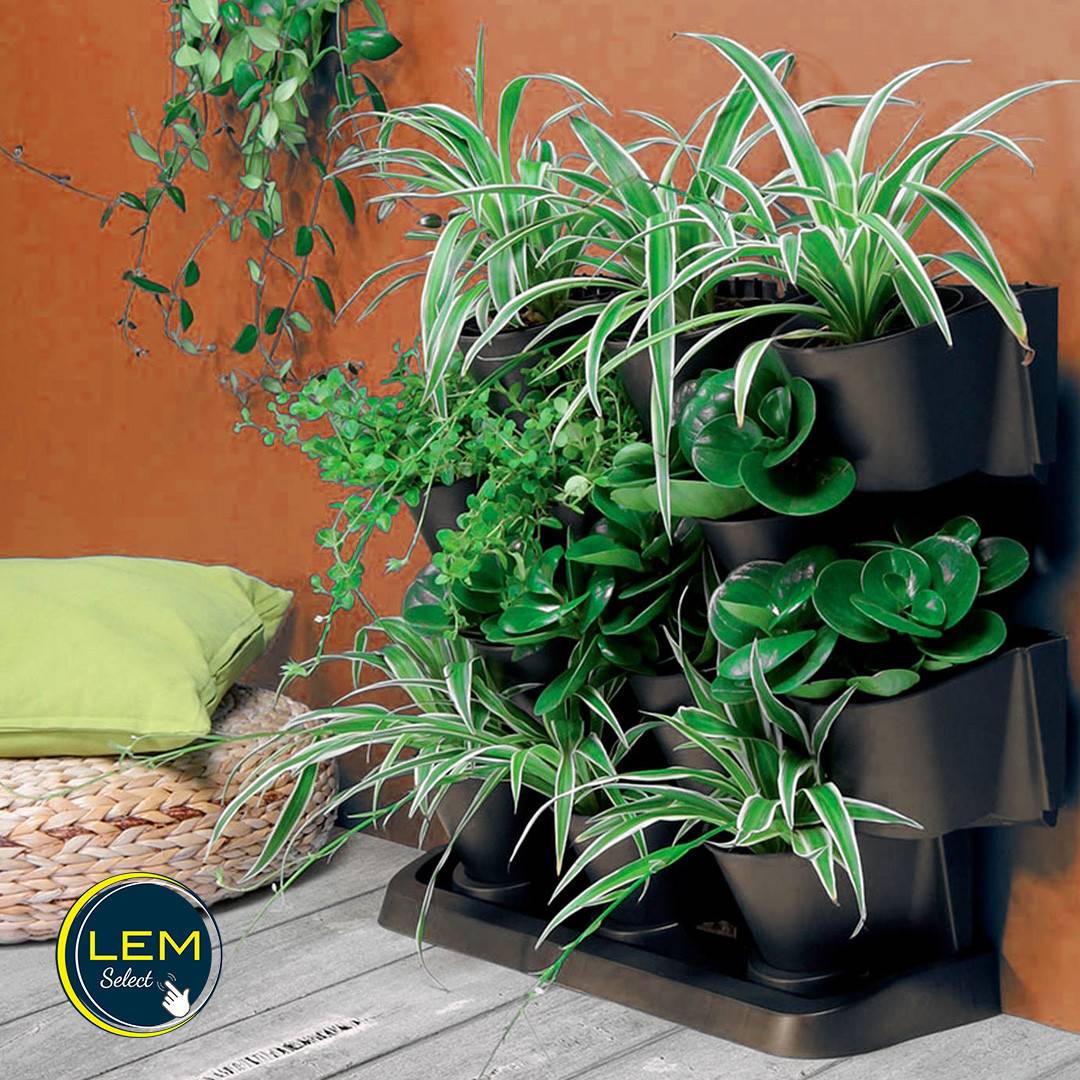 Lem Select - Jardinière Pot verticale Cascade Garden en plastique couleur anthracite 68,5 (L) x 19 (l) x 54,6 (H) cm - Imagen 4