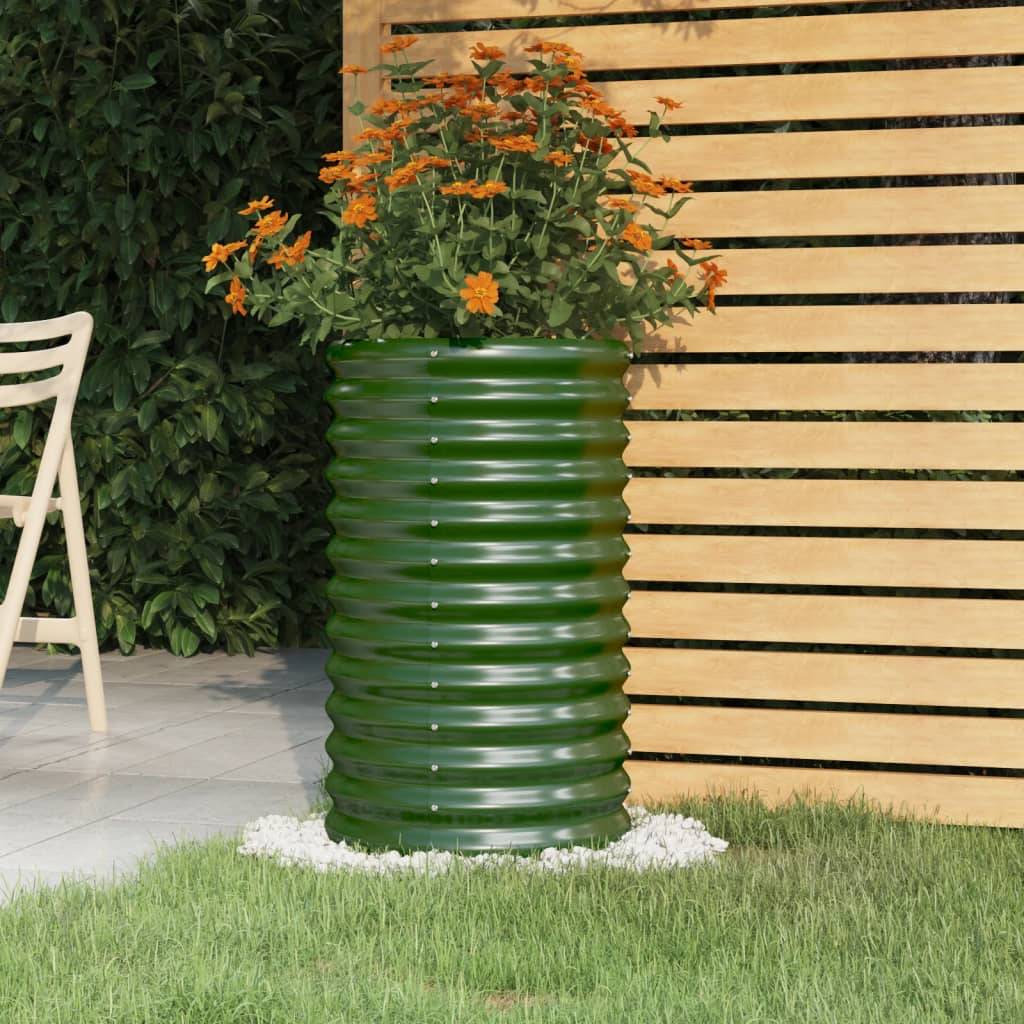 ComfortXL - Haute jardinière ronde en acier galvanisé pot de fleur Vert 40x68 cm – ComfortXL Outdoor Living