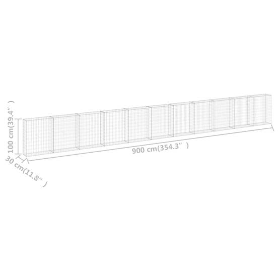 Mur en gabion avec couvercles Acier galvanisé 900 x 30 x 100 cm - PANGIVO - Image 7