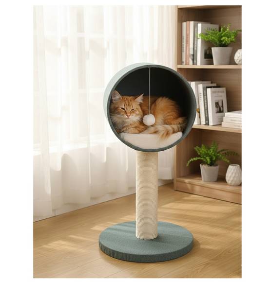 Arbre Griffoir pour chat avec cachette et jeu Scandi - Image 2