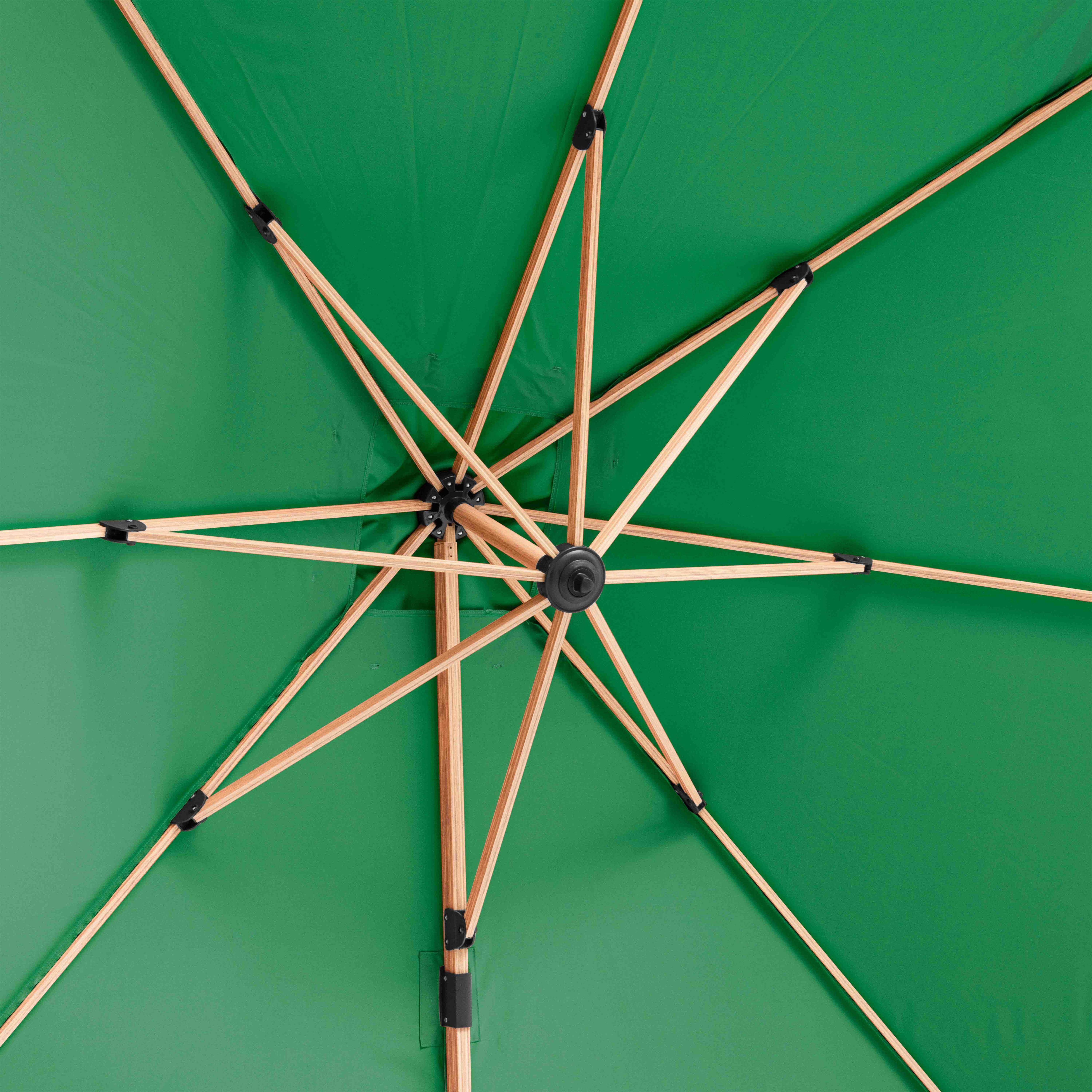 Oviala - Parasol déporté 3x3m et 4 dalles lestées effet bois vert cactus Brescia - Oviala - Image 6