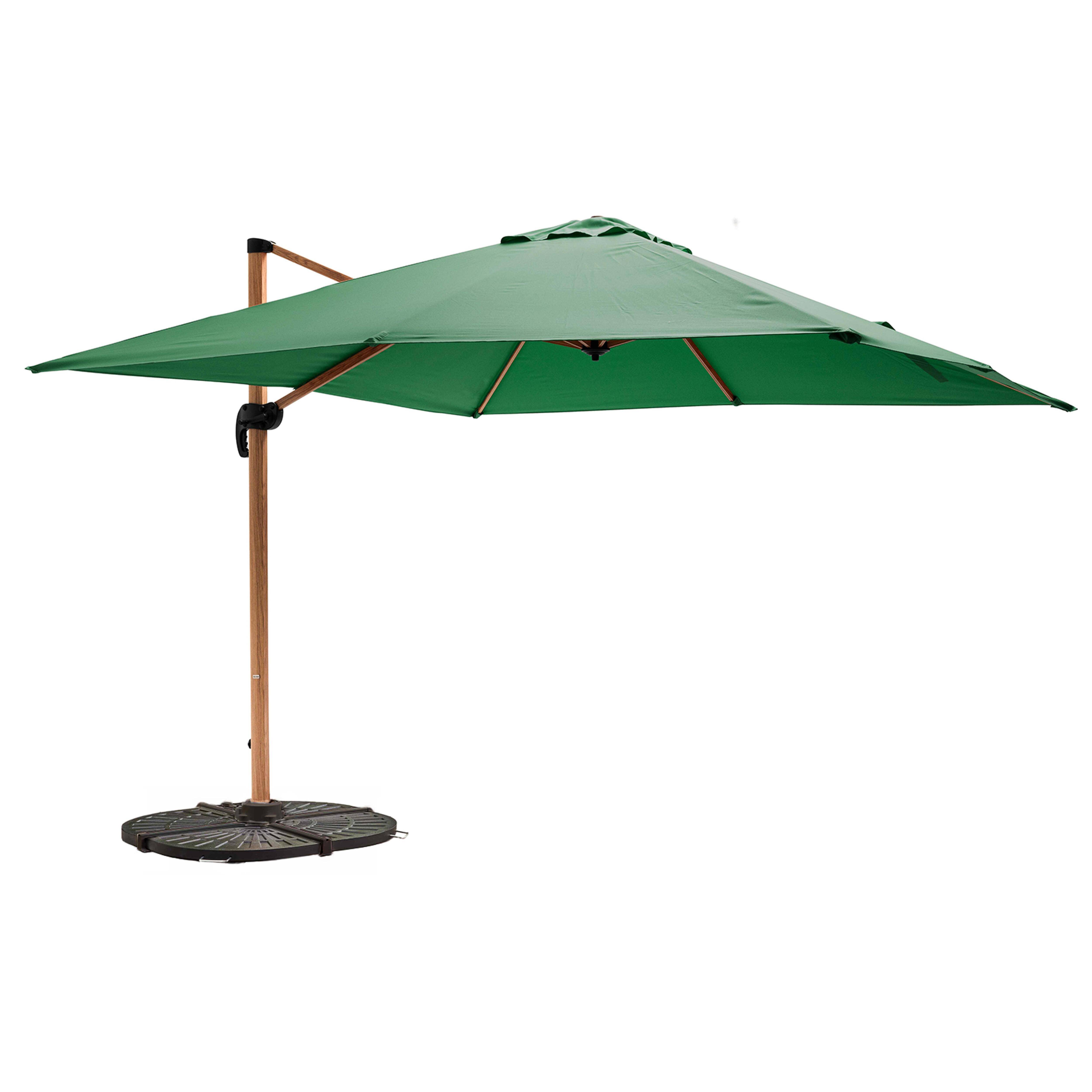 Oviala - Parasol déporté 3x3m et 4 dalles lestées effet bois vert cactus Brescia - Oviala - Image 1