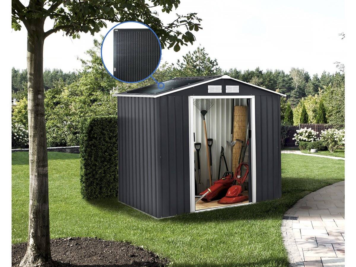 Habitat Et Jardin - Abri De Jardin Métal- "vegas"-  2.7 M² Avec Panneaux Solaires - Gris -habitat Et Jardin - Imagen 2