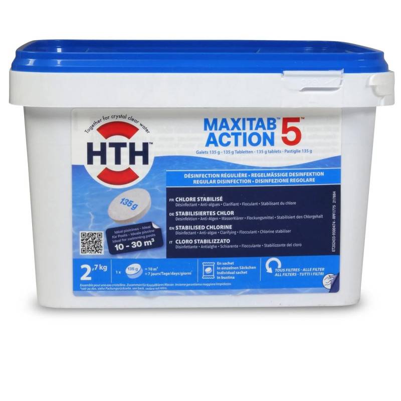 Chlore stabilisé hth® MAXITAB Action 5 - Galets 135g - 2,7 kg - 2,7 kg - Imagen 4