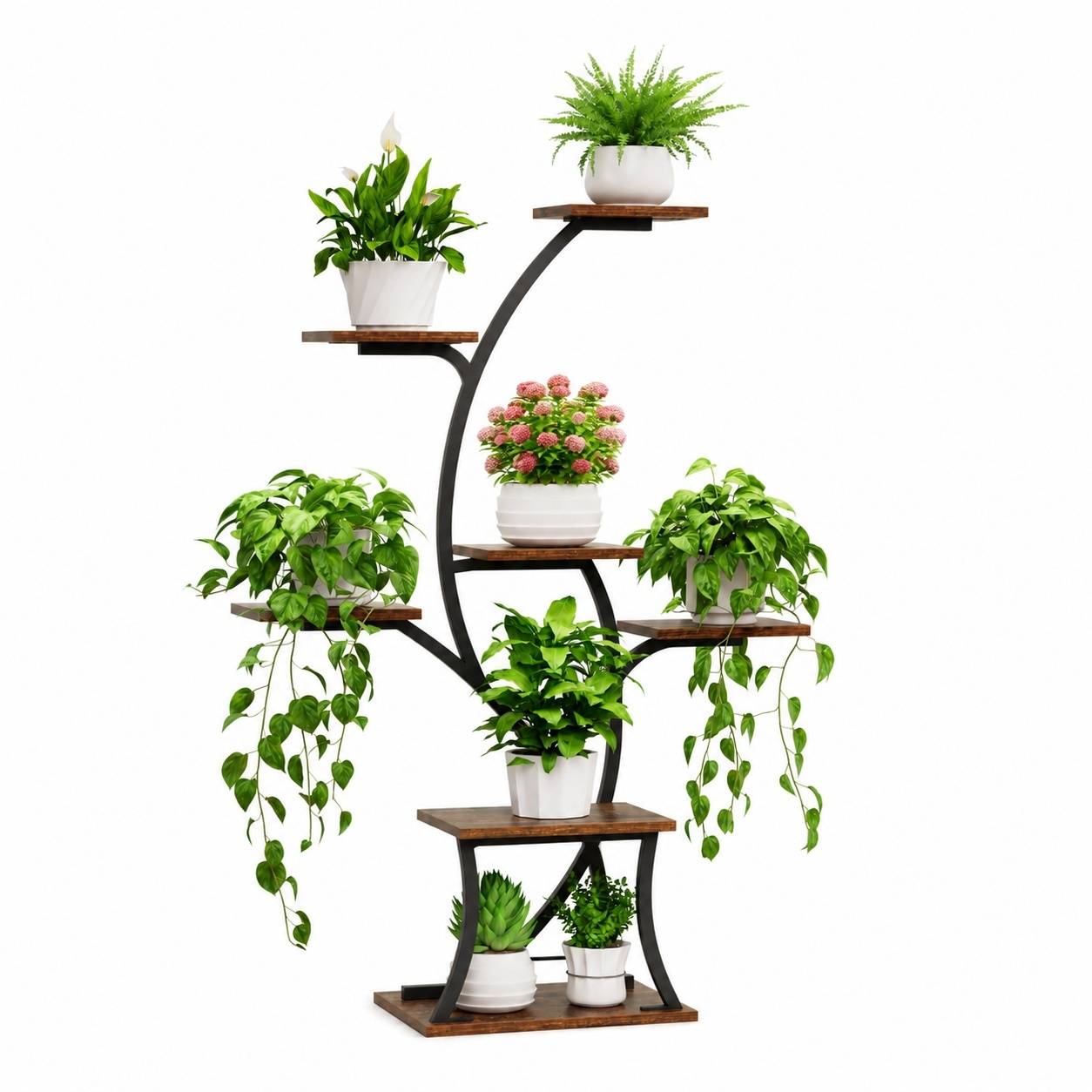 Étagère D'Angle Plantes Intérieures Avec Lumières De Culture 7 Niveaux Stable Salon Balcon Patio - Image 1