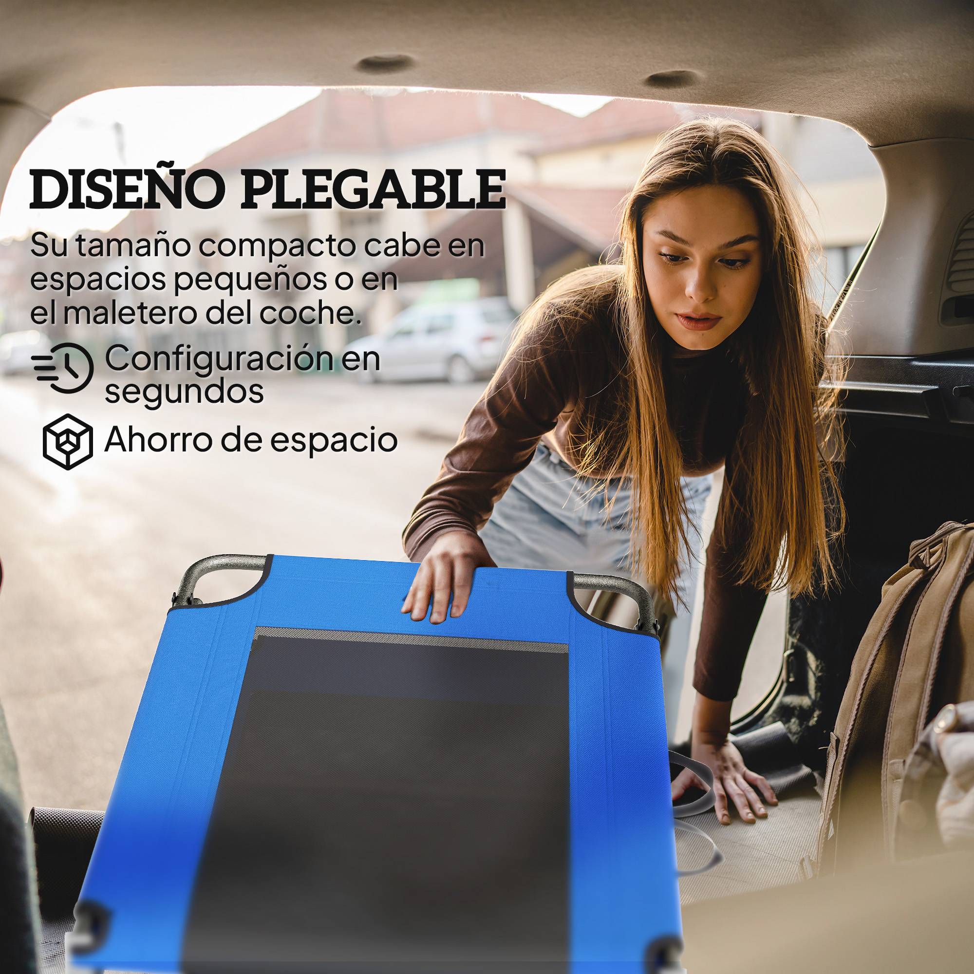 Sans Marque - Poubelle pliable Tumbona avec dossier réglable en 4 positions et revêtement textile. Charge maximale : 120 kg. Dimensions : 175 x 58 x 68 cm. Bleu. - Image 7