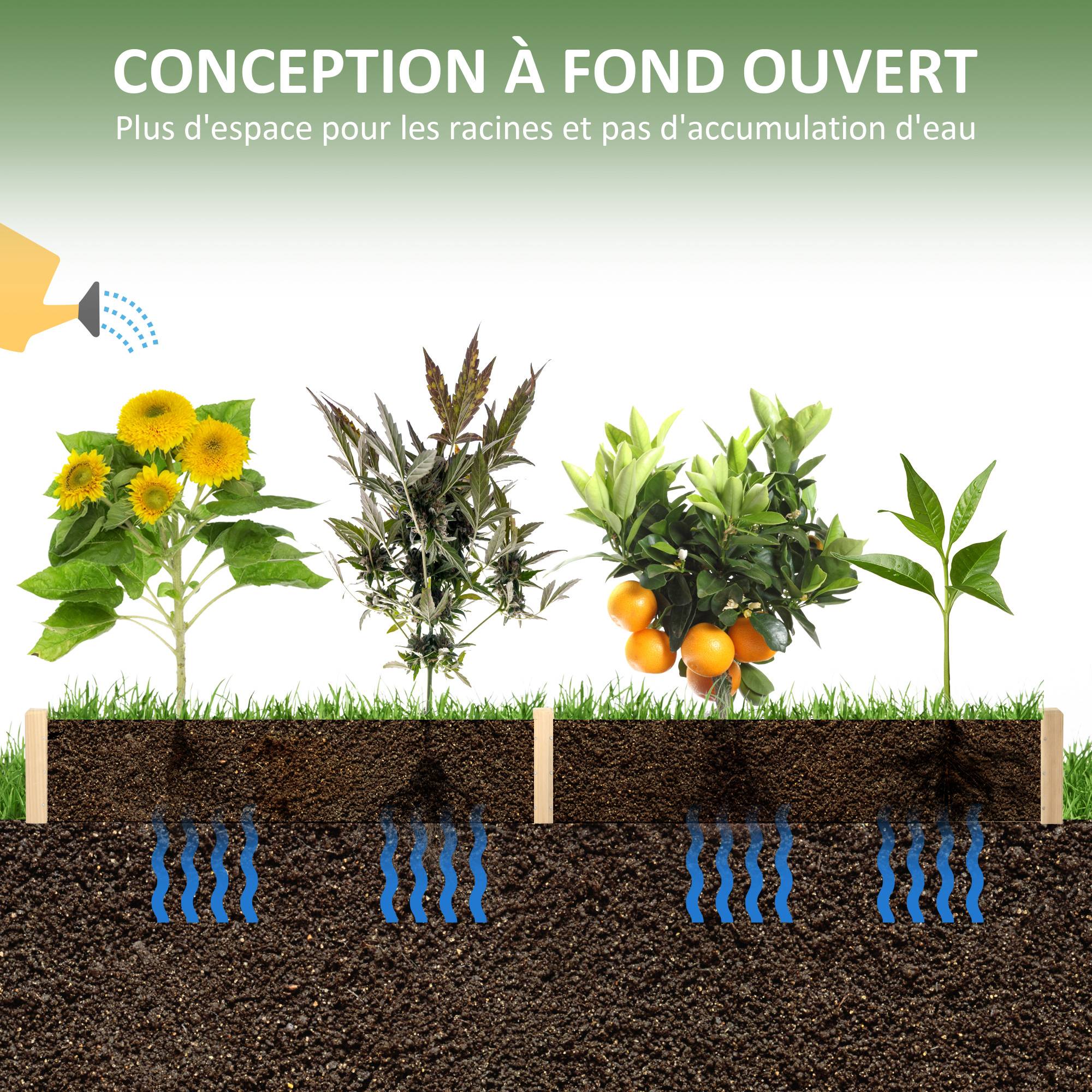 Grand Carré Potager en Bois 244 cm avec Séparateur et Feutre de Drainage Inclus - ComfortXL Outdoor Living - Image 7