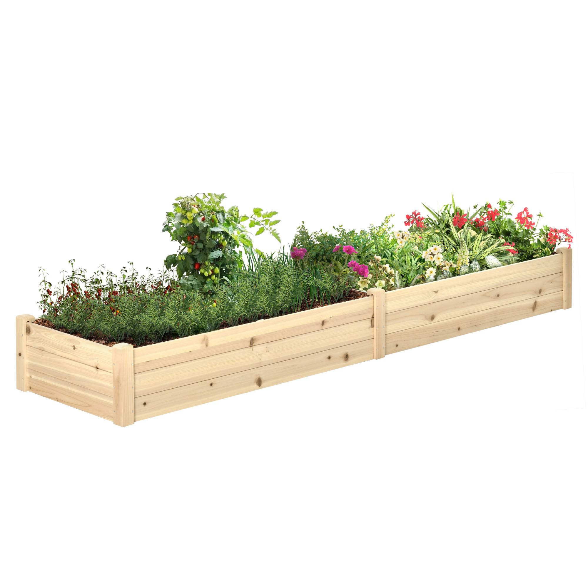 Grand Carré Potager en Bois 244 cm avec Séparateur et Feutre de Drainage Inclus - ComfortXL Outdoor Living