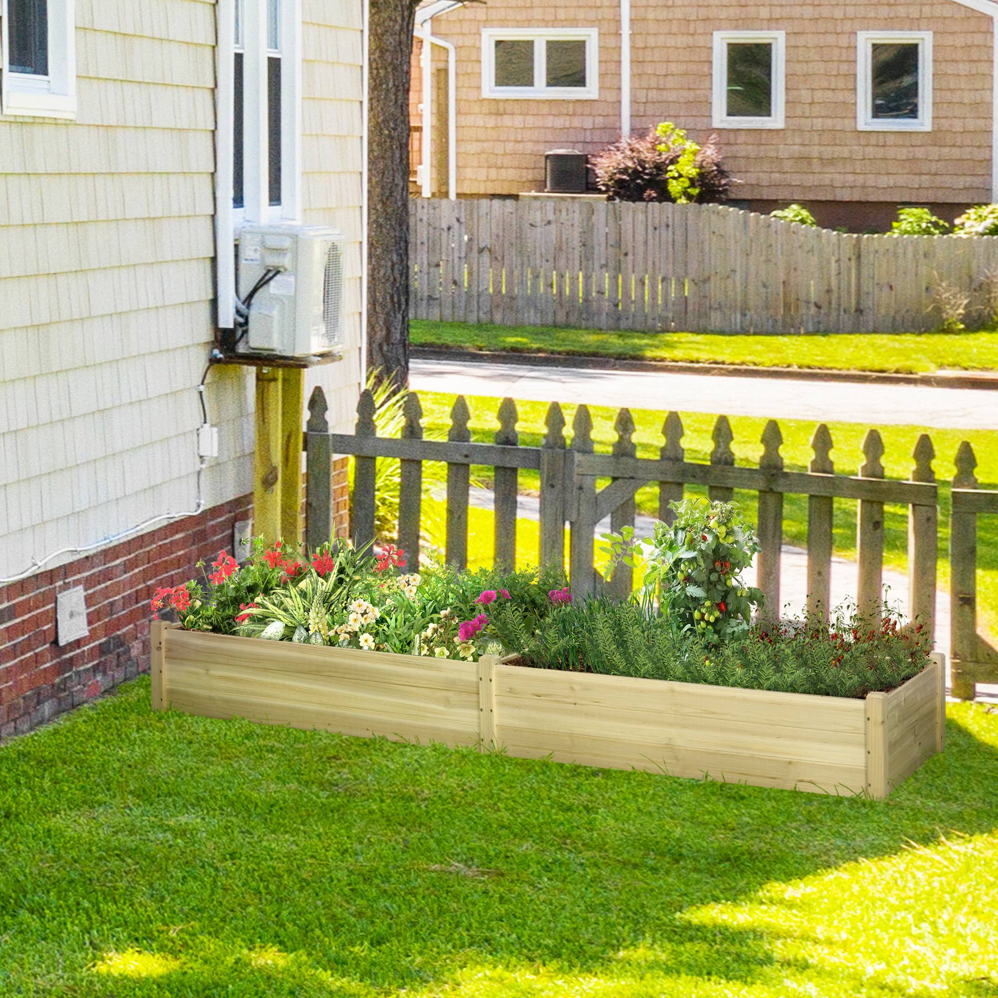 Grand Carré Potager en Bois 244 cm avec Séparateur et Feutre de Drainage Inclus - ComfortXL Outdoor Living - Image 4