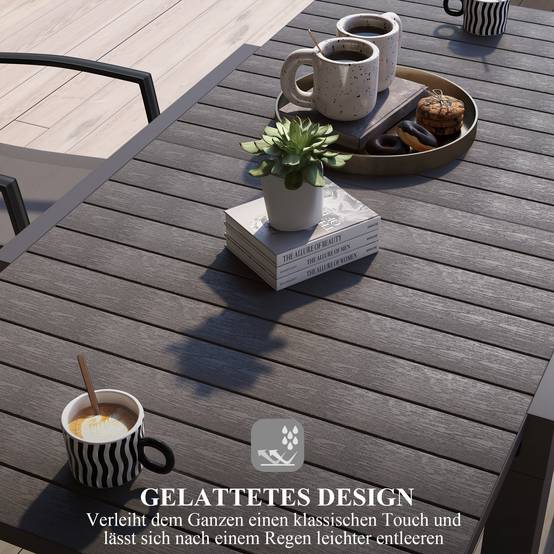Table repas aluminium extensible grise 81/162x80x75cm, capacité 6 personnes jardin balcon - Image 6