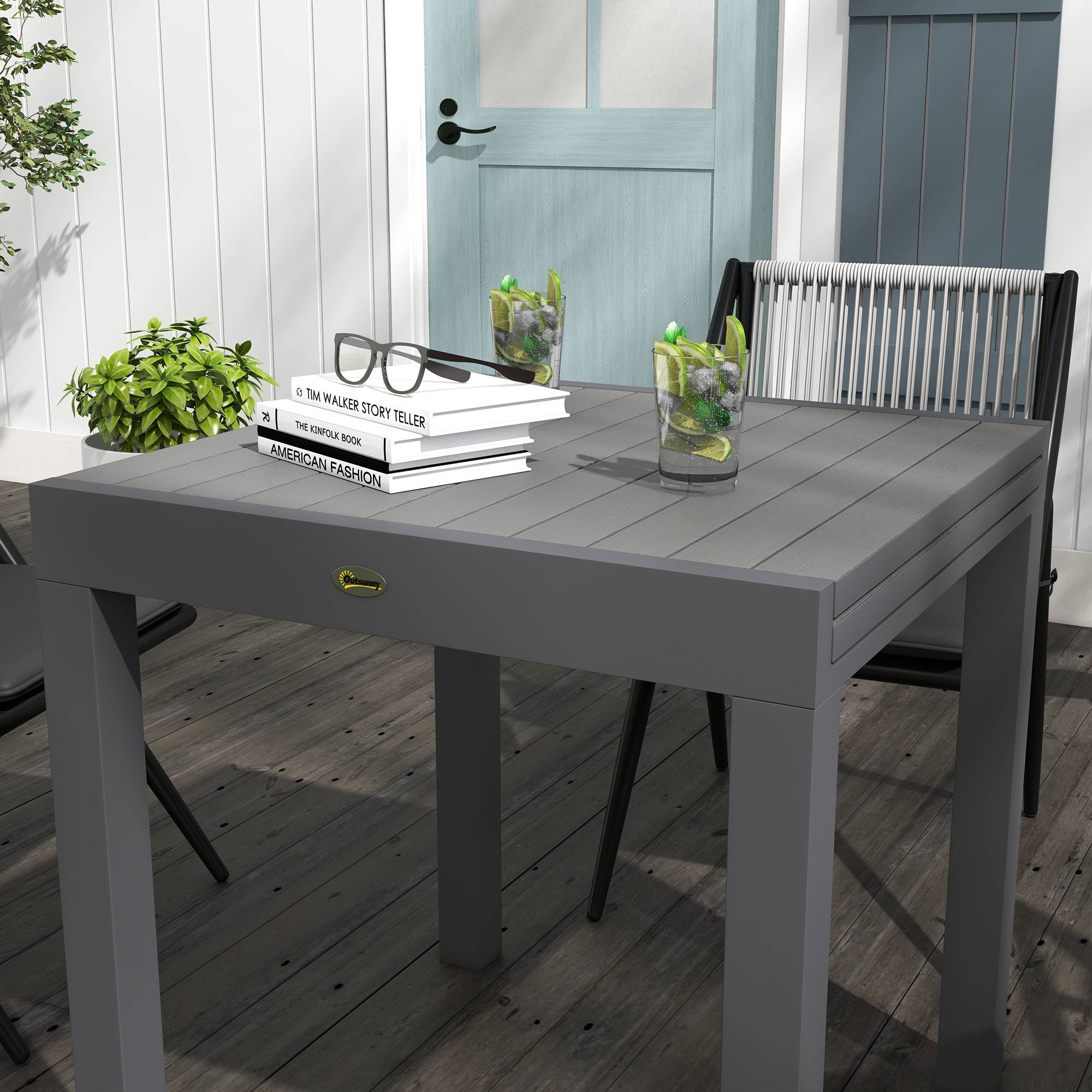 Table repas aluminium extensible grise 81/162x80x75cm, capacité 6 personnes jardin balcon - Image 8