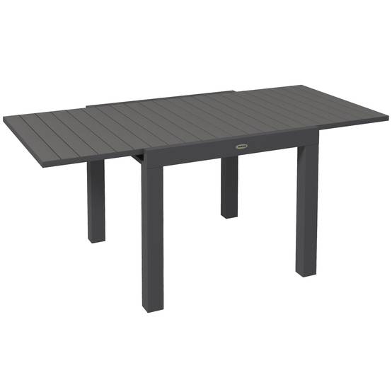 Table repas aluminium extensible grise 81/162x80x75cm, capacité 6 personnes jardin balcon - Image 1