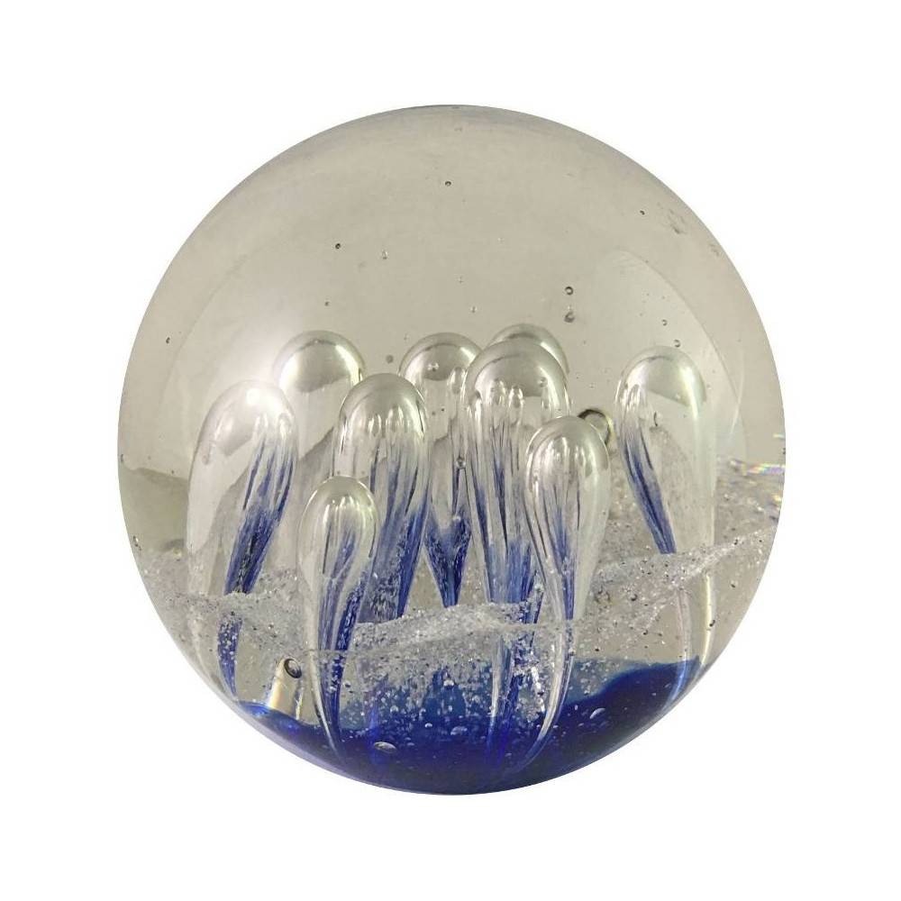 ° Presse papier sulfure "Océan" en verre bleu Ø.8 cm Chemin de campagne - Imagen 1