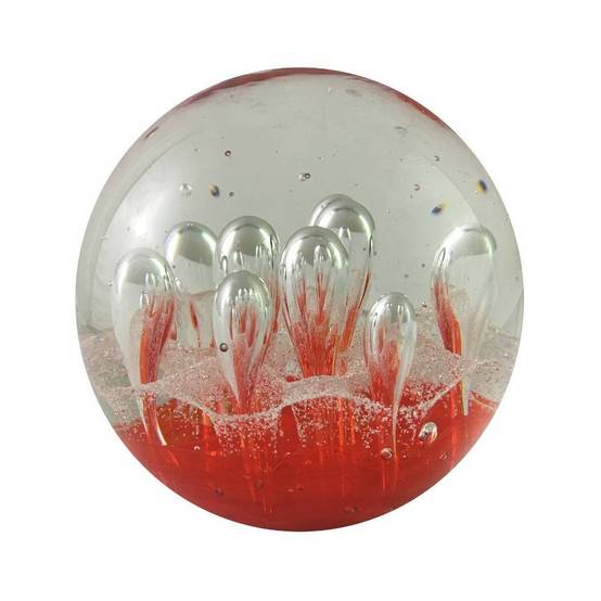 ° Presse papier sulfure "Gouttes" en verre rouge Ø.9.5 cm Chemin de campagne - Imagen 1