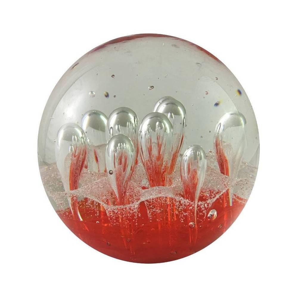 ° Presse papier sulfure "Gouttes" en verre rouge Ø.9.5 cm Chemin de campagne - Imagen 1