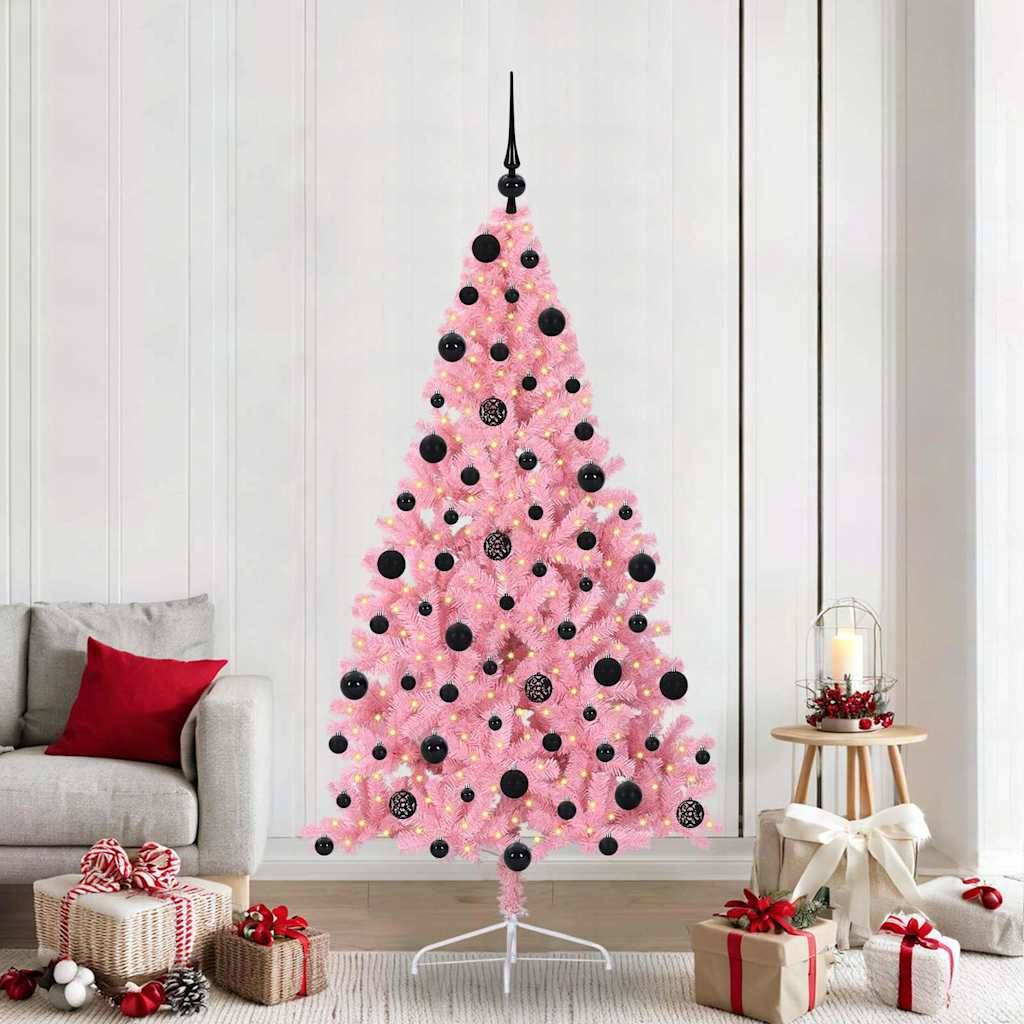 Vidaxl - Sapin de Noël artificiel pré-éclairé Rose 210 cm PVC vidaXL 3397090 - Image 1