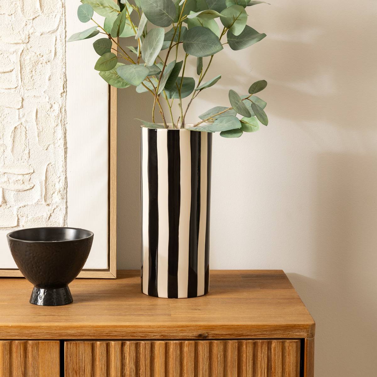 Atmosphera - Vase céramique Edric noir & blanc H30cm - Atmosphera Créateur d'intérieur - Imagen 1