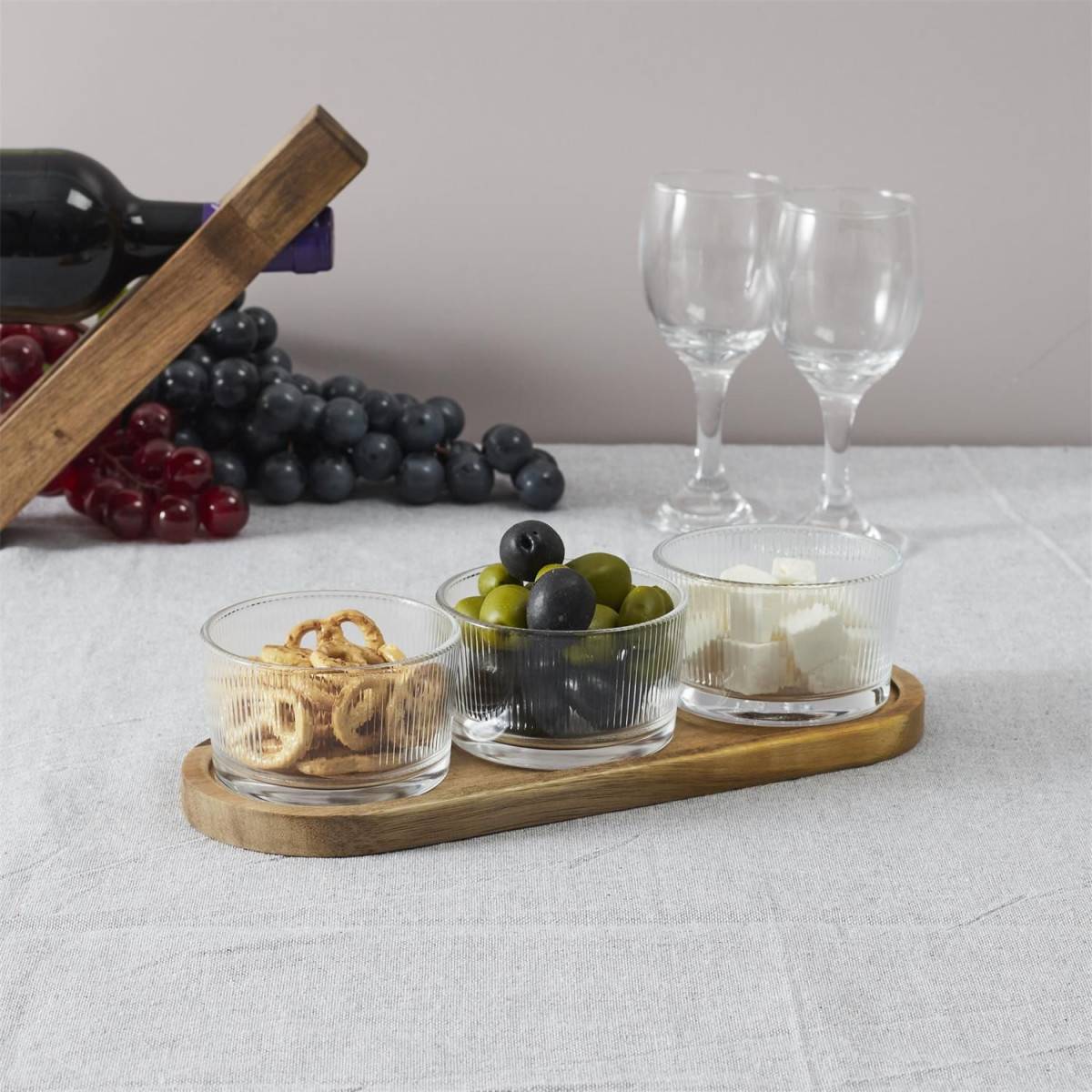 The Home Deco Factory - Service Apéritif 4 Pièces "Coupelles" 28cm Transparent - Image 2