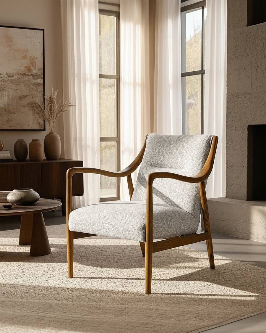 Ambre - Fauteuil en bois massif chêne et en lin - UNIQKA - Imagen 2