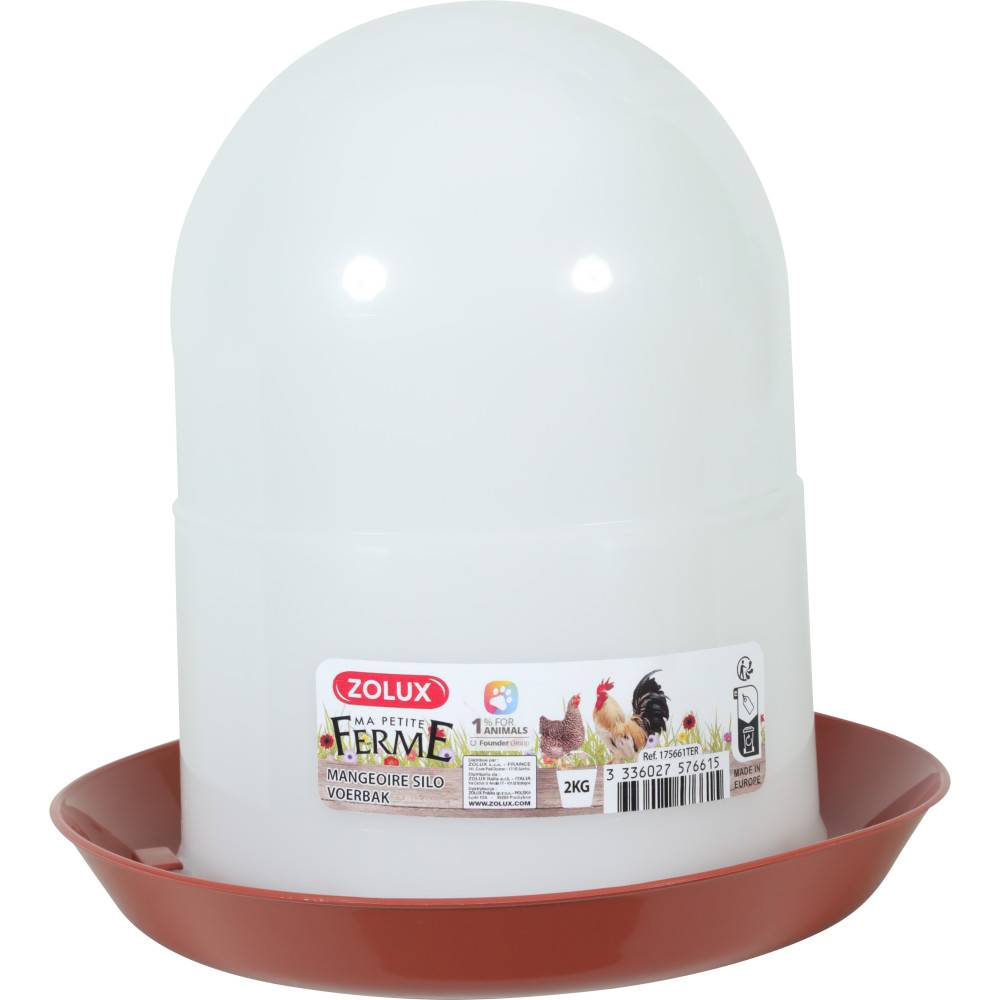 Zolux - Mangeoire silo en plastique 2 kg rouge pour basse cour - Image 1