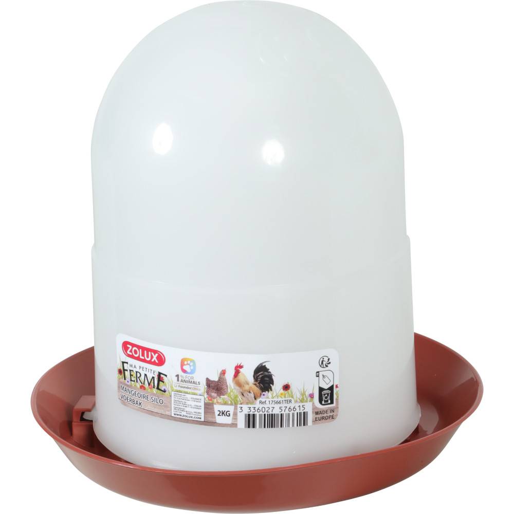 Zolux - Mangeoire silo en plastique 2 kg rouge pour basse cour - Imagen 2