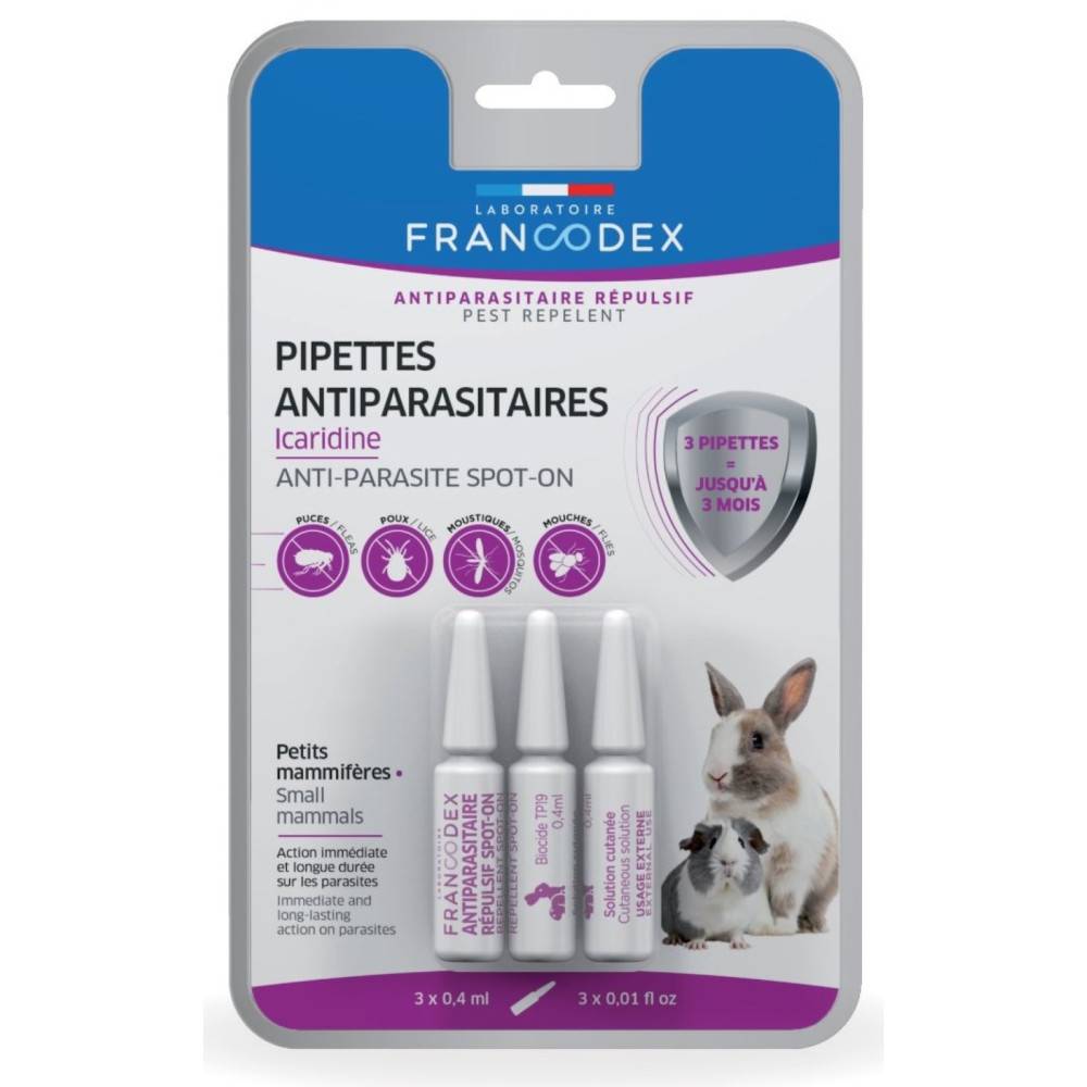 Francodex - 3 Pipettes antiparasitaires protection renforcée pour rongeurs - Imagen 1