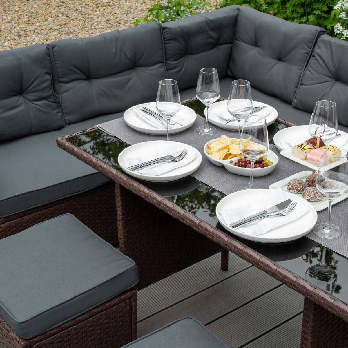 Monstershop - Salon de Jardin 9 personnes & Coffre de Rangement en Rotin – Marron - Imagen 4