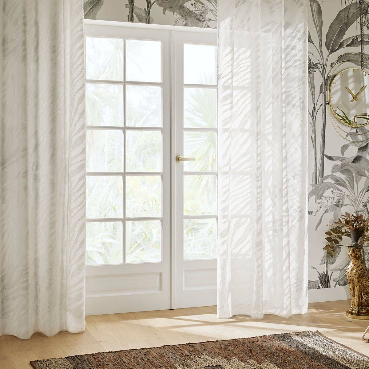 Voilage à œillets Blanc motifs jacquard 140 x 240 cm - Imagen 3