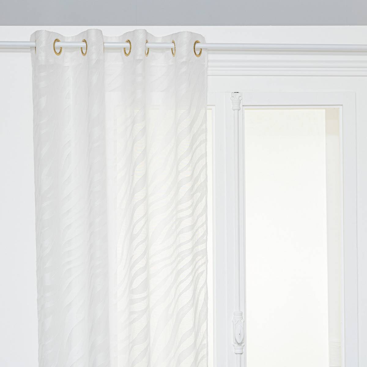 Voilage à œillets Blanc motifs jacquard 140 x 240 cm - Imagen 1
