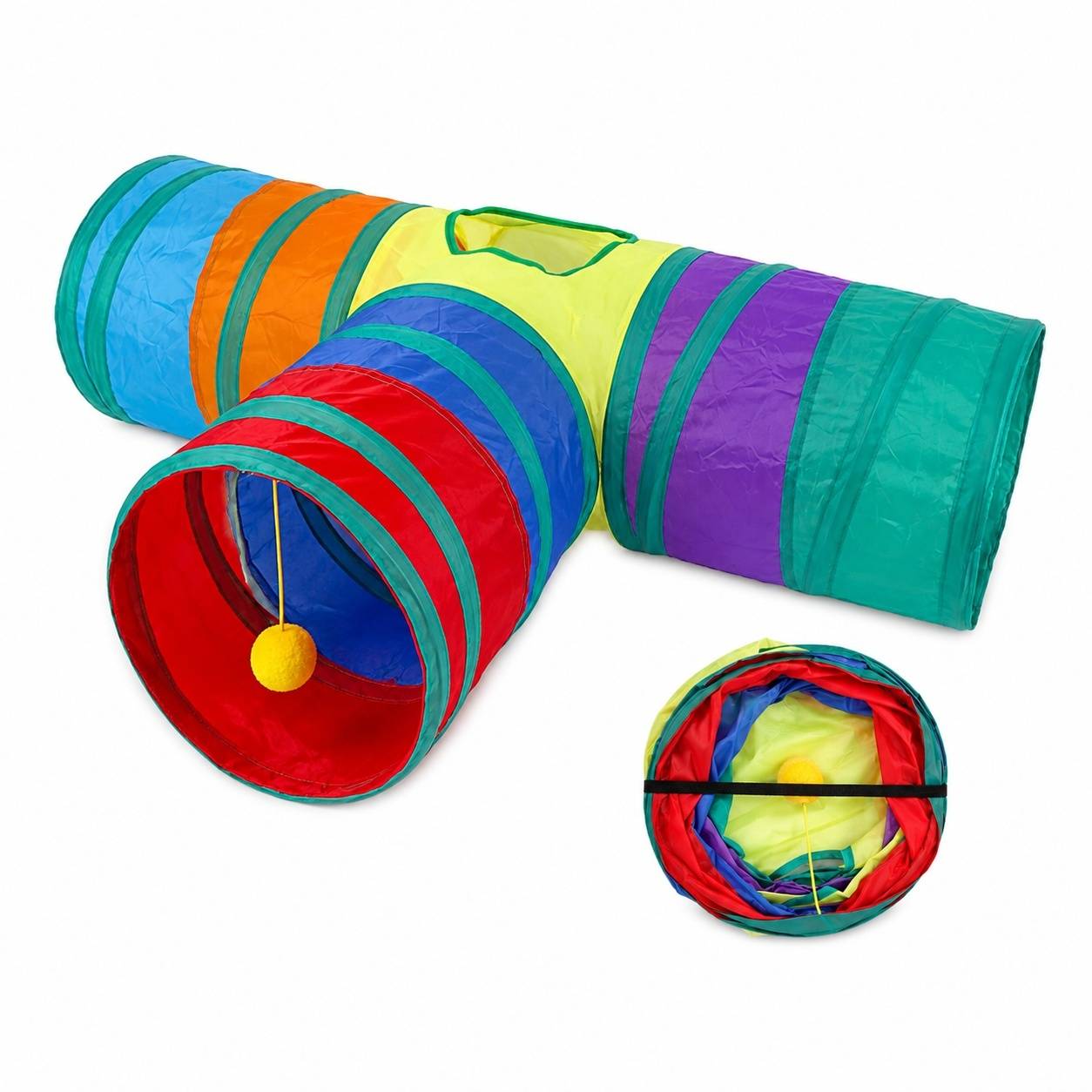Tunnel Pliable pour Chat 3 Voies Polyvalent avec Trou de Observation - Image 1