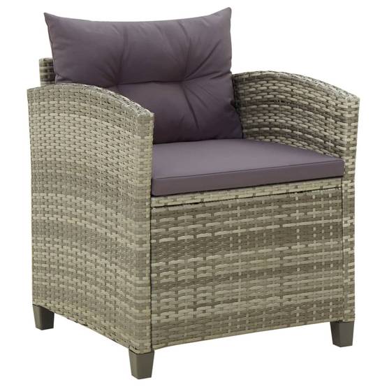Fauteuil Bas de Jardin en Résine Tressée avec Coussins pour Salon d'Extérieur Gris – ComfortXL Outdoor Living - Image 1
