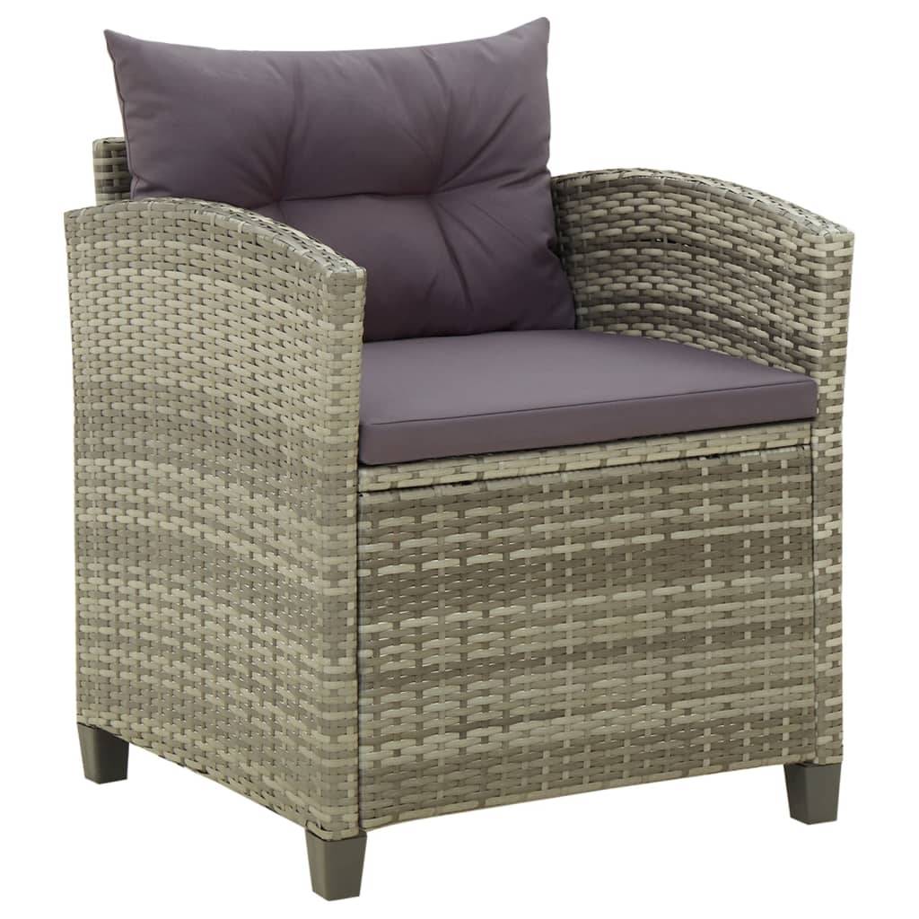 Fauteuil Bas de Jardin en Résine Tressée avec Coussins pour Salon d'Extérieur Gris – ComfortXL Outdoor Living - Image 1