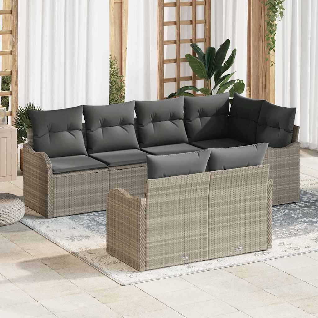 ComfortXL - Salon de jardin 6 places 6 pcs avec rangement et repose-pieds modulable Beige – ComfortXL Outdoor Living - Image 1