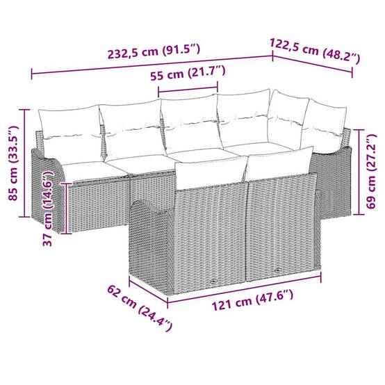 ComfortXL - Salon de jardin 6 places 6 pcs avec rangement et repose-pieds modulable Beige – ComfortXL Outdoor Living - Image 4