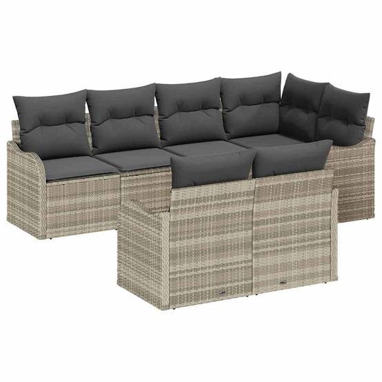 ComfortXL - Salon de jardin 6 places 6 pcs avec rangement et repose-pieds modulable Beige – ComfortXL Outdoor Living - Image 2