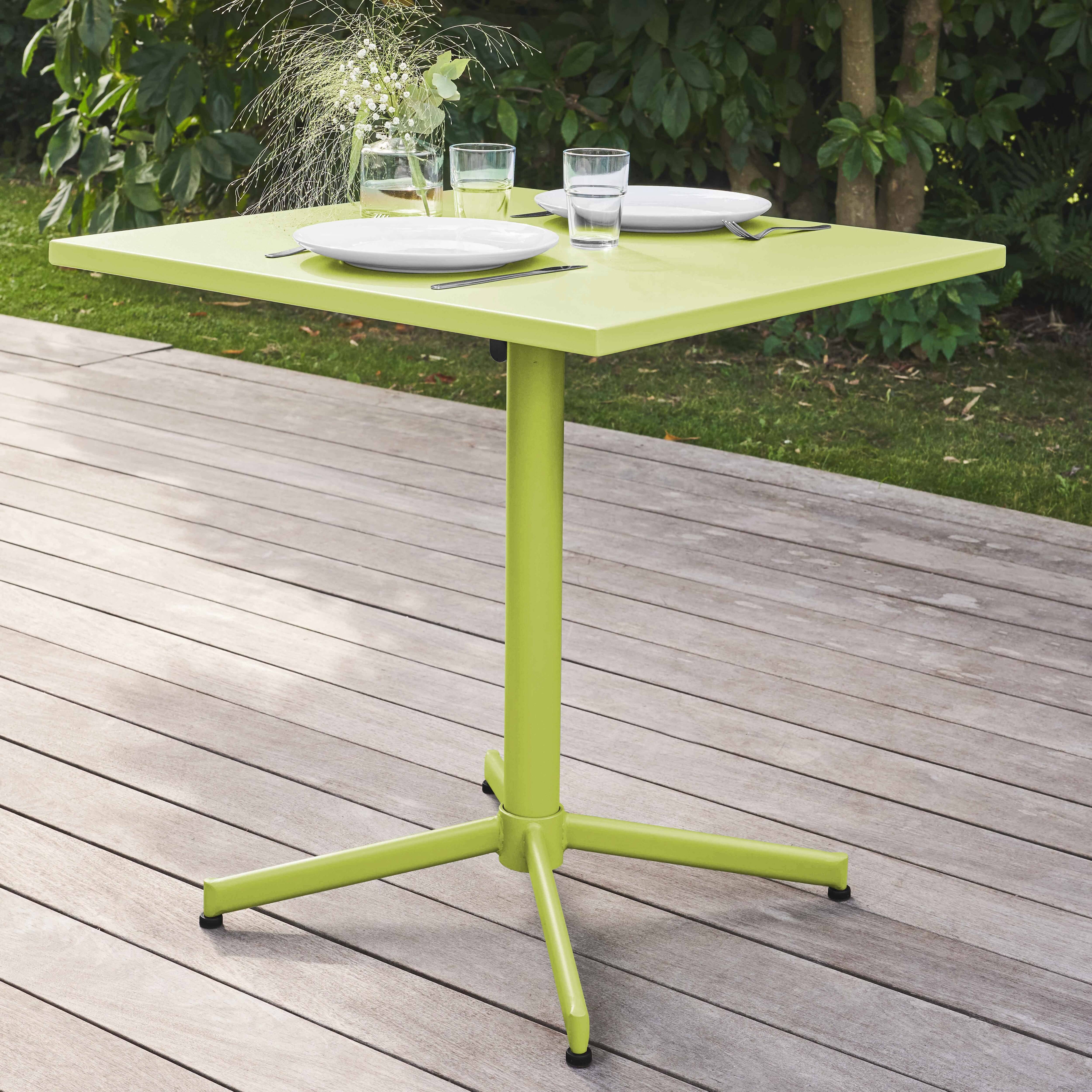 Oviala - Ensemble table de jardin et 4 fauteuils en métal vert Palavas - Oviala - Imagen 4