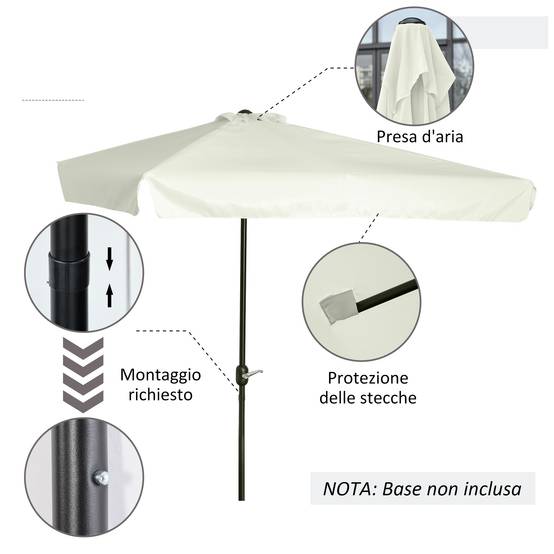 Demi-Parasol Mural Métal pour Balcon et Terrasse avec Manivelle 230x130 Crème - ComfortXL Outdoor Living - Image 7