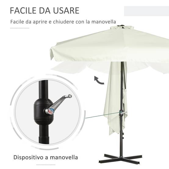 Demi-Parasol Mural Métal pour Balcon et Terrasse avec Manivelle 230x130 Crème - ComfortXL Outdoor Living - Image 6