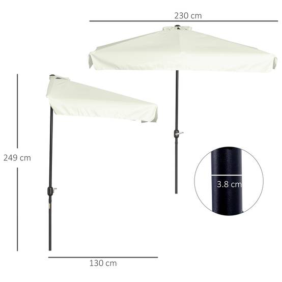 Demi-Parasol Mural Métal pour Balcon et Terrasse avec Manivelle 230x130 Crème - ComfortXL Outdoor Living - Image 5
