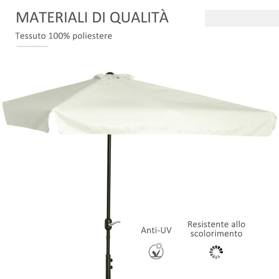 Demi-Parasol Mural Métal pour Balcon et Terrasse avec Manivelle 230x130 Crème - ComfortXL Outdoor Living - Image 8