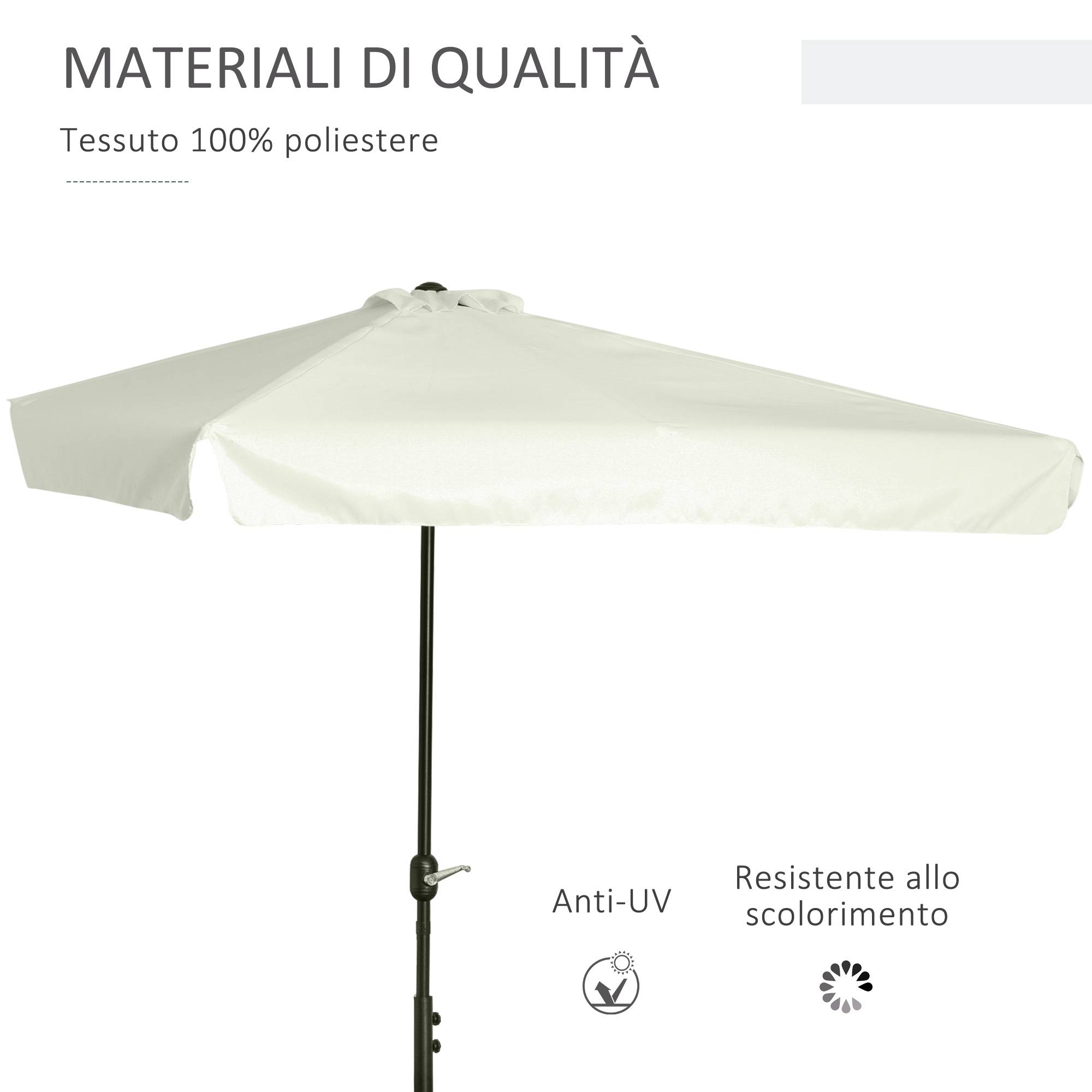 Demi-Parasol Mural Métal pour Balcon et Terrasse avec Manivelle 230x130 Crème - ComfortXL Outdoor Living - Image 8