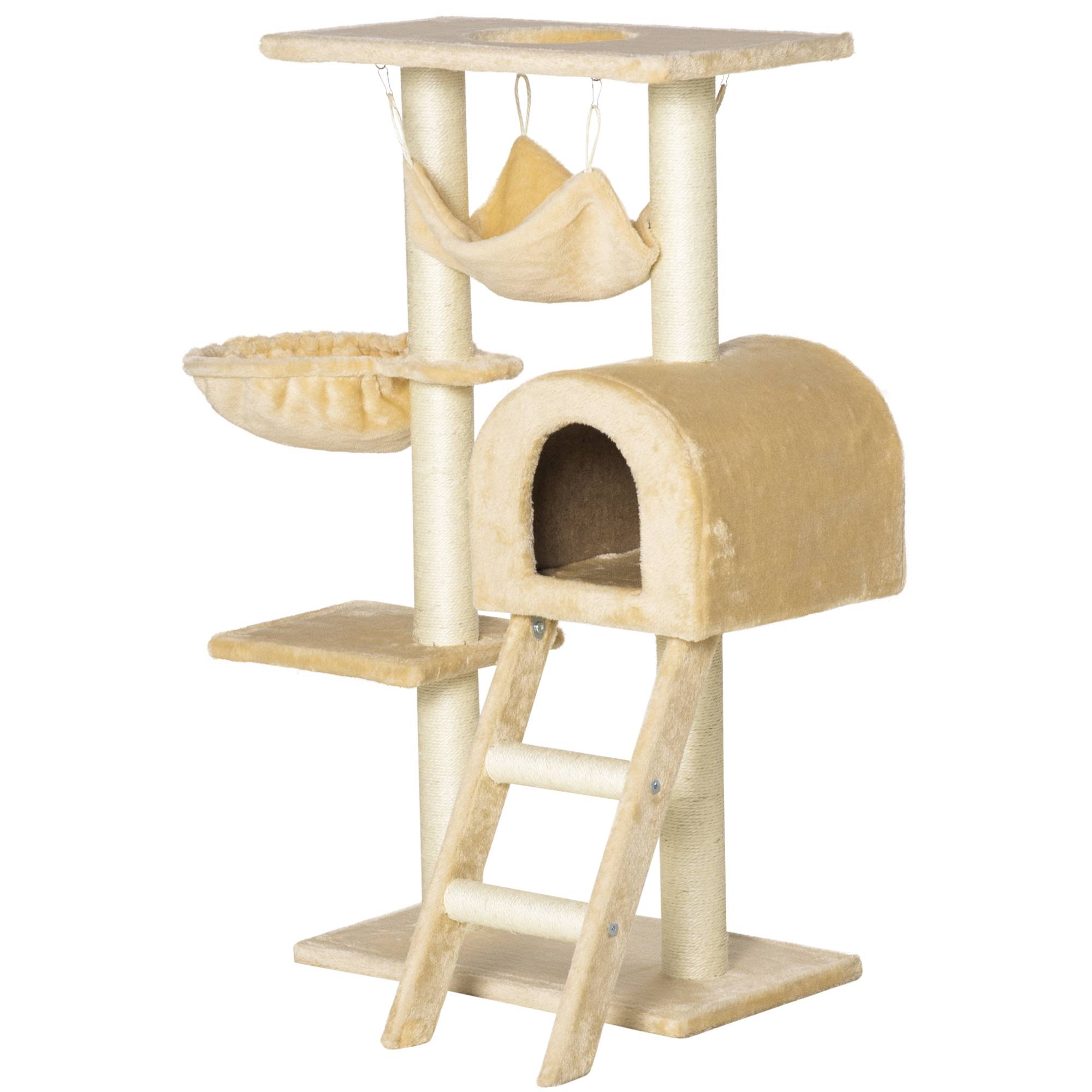 Arbre à chat griffoir panneaux particules pour chats centre multi-activités 98cm beige - ComfortXL Outdoor Living - Image 2