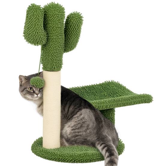 Arbre à chat sisal pour chatons design cactus griffoir et balle de jeu 35x31x55cm vert - ComfortXL Outdoor Living - Image 1