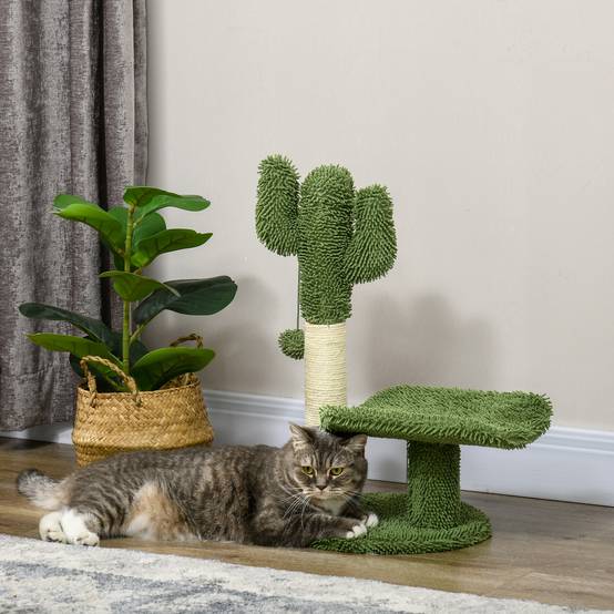 Arbre à chat sisal pour chatons design cactus griffoir et balle de jeu 35x31x55cm vert - ComfortXL Outdoor Living - Image 3