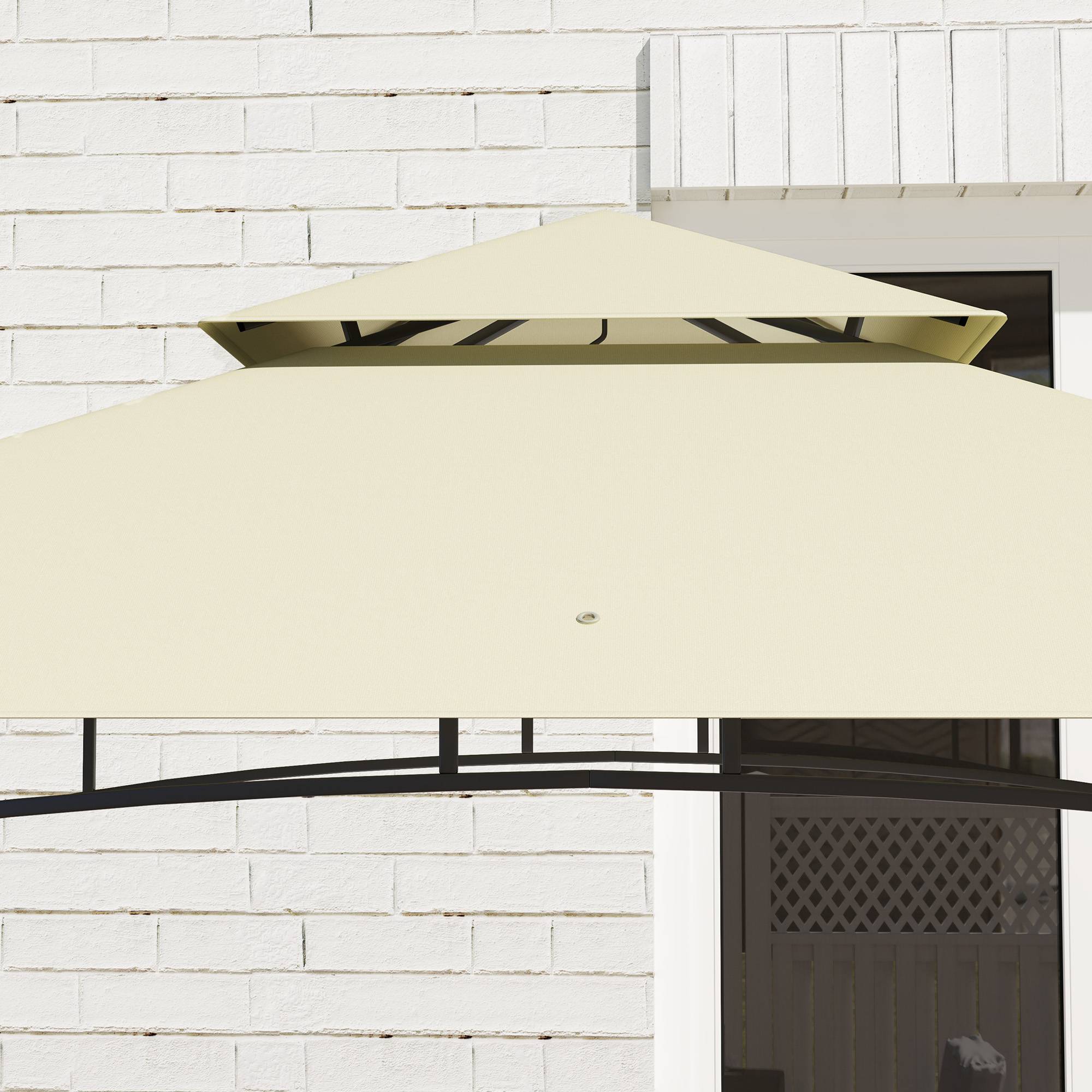 ComfortXL - Tonnelle abri barbecue métal jardin protection chaleur fumée 240x150cm beige - ComfortXL Outdoor Living - Image 10