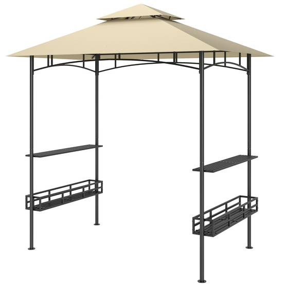 ComfortXL - Tonnelle abri barbecue métal jardin protection chaleur fumée 240x150cm beige - ComfortXL Outdoor Living - Image 2