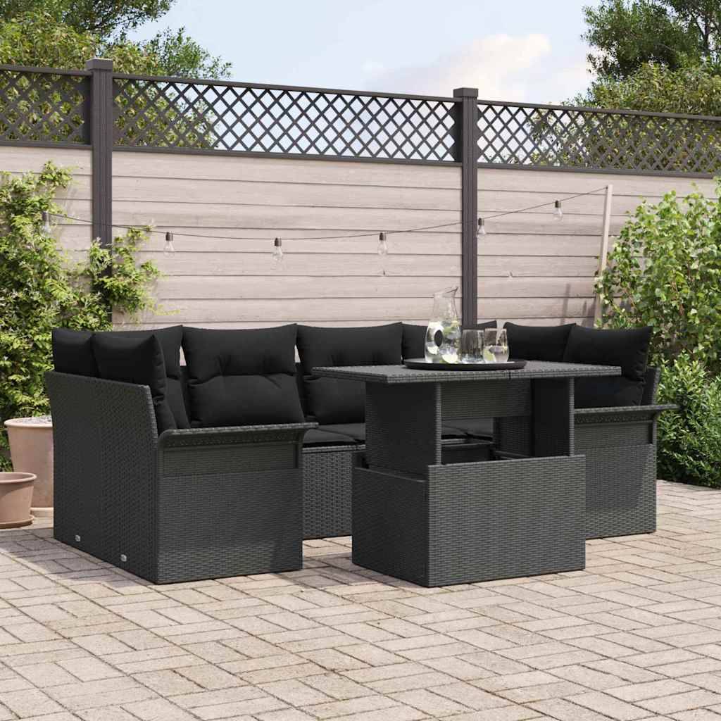 ComfortXL - Salon de Jardin Modulable 6 Places en Poly Rotin avec Table Basse Verre Noir – ComfortXL Outdoor Living - Image 1