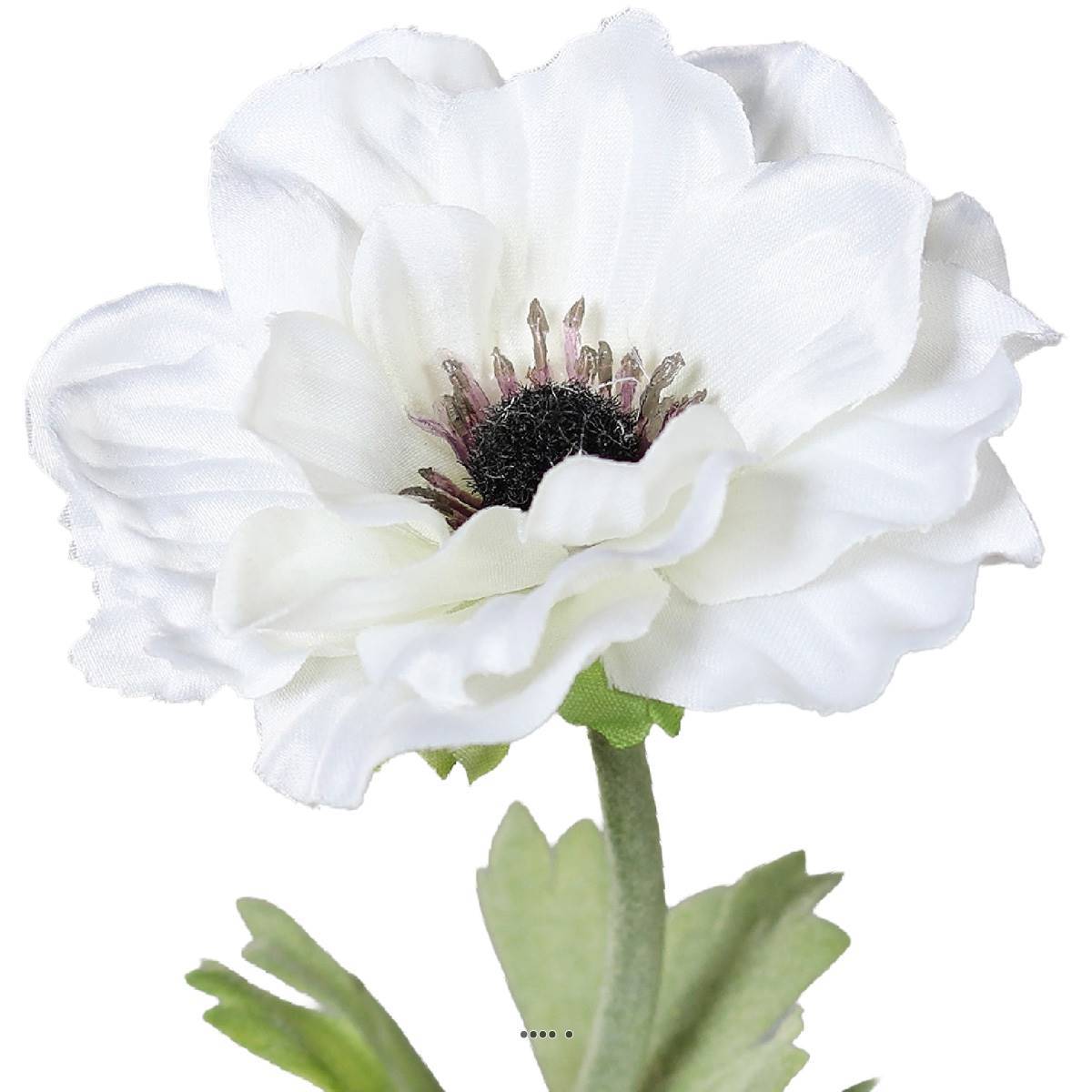 Artificielles - Anémone artificielle en tige H 35 cm superbe tete lumineuse Blanc neige - couleur: Blanc neige - Imagen 3